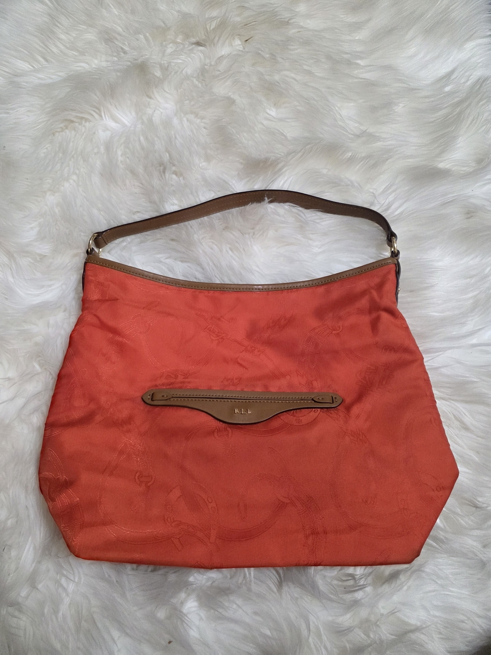 Lauren Ralph Lauren Reversible Shoulder Bag with Tan Trim